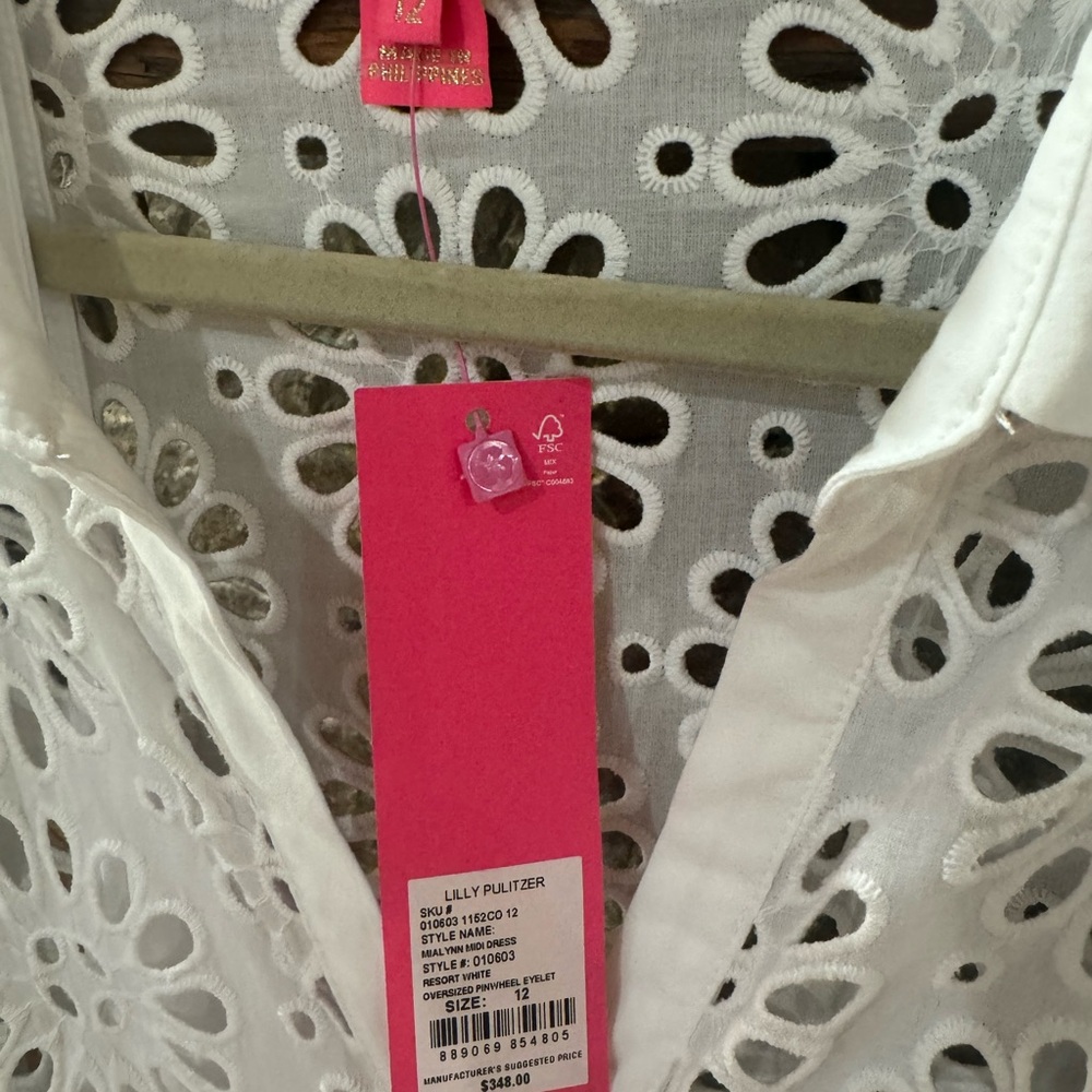 NEW Lilly Pulitzer MIALYNN MIDI EYELET SHIRT DRESS White Pinwheel - Picture 3 of 5